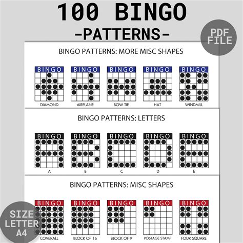 basic bingo patterns|bingo letters patterns.